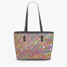 Load image into Gallery viewer, 586. Large -Leather Tote Bag Rainbow Threads
