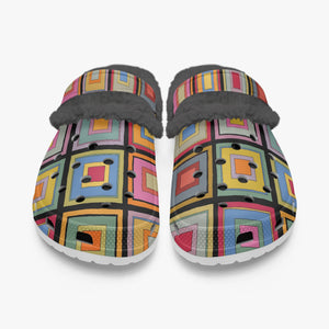 colorful square- Lined  Clogs