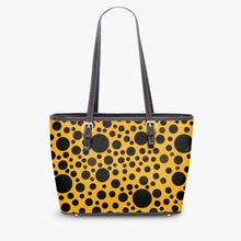 Load image into Gallery viewer, 586. Large- Leather Tote Bag Yellow with black dots
