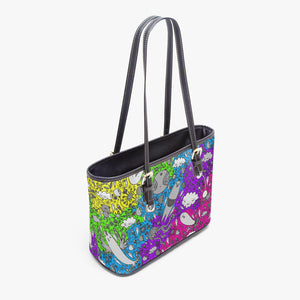 586. Large- Leather Tote Bag Dream in Rainbow