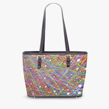 Load image into Gallery viewer, 586. Large -Leather Tote Bag Rainbow Threads
