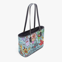 画像をギャラリービューアに読み込む, 586. Large -Leather Tote Bag You are not alone blue
