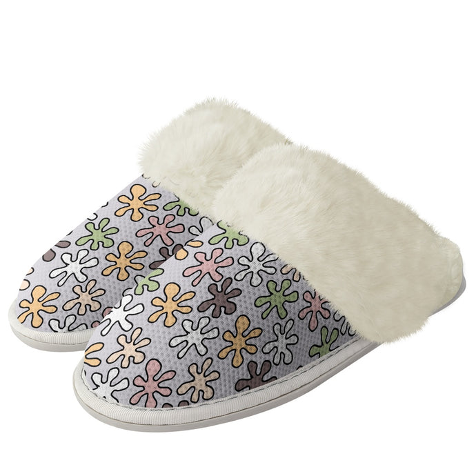 Cotton slippers with fur edges