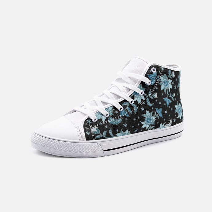 Blue Flower -High Top Canvas Shoes