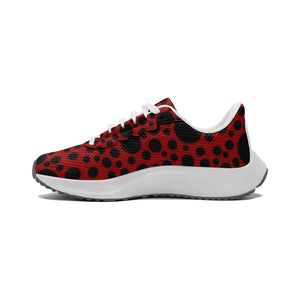 Red with Black dots -Unisex Mesh Tech Performance Running Shoes