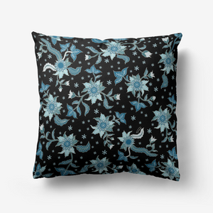 Blue flower-throw pillow