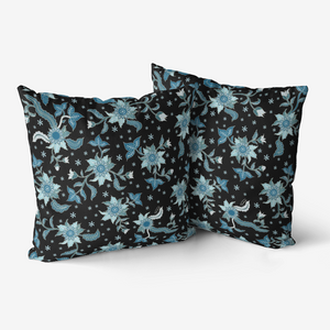 Blue flower-throw pillow