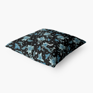 Blue flower-throw pillow