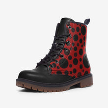 Load image into Gallery viewer, Red with Black dots -Casual Leather Lightweight boots MT
