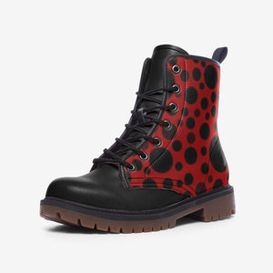 Red with Black dots -Casual Leather Lightweight boots MT