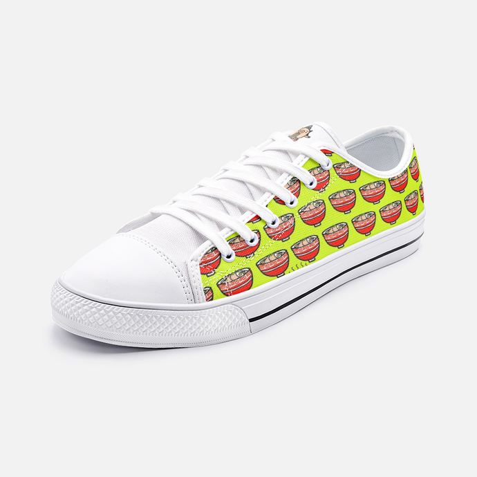 Ramen Pig in Lime Green -Low Top Canvas Sneakers