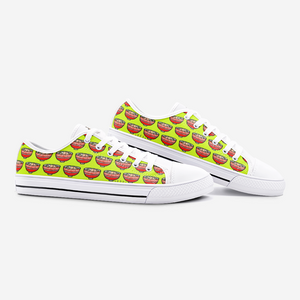 Ramen Pig in Lime Green -Low Top Canvas Sneakers