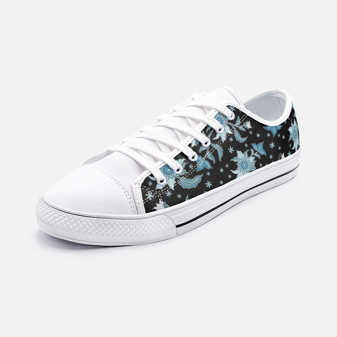 Blue Flower -Unisex Low Top Canvas Shoes