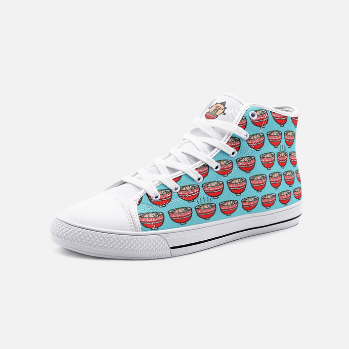 Ramen Pig in Blue -High Top Canvas Sneakers