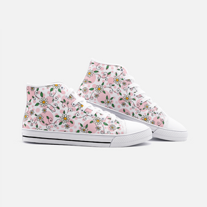 Spring Daisy Pink -High Top Canvas Shoes