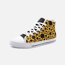 Load image into Gallery viewer, Yellow with Black dots -High Top Canvas Shoes
