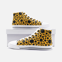 Load image into Gallery viewer, Yellow with Black dots -High Top Canvas Shoes
