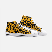 Load image into Gallery viewer, Yellow with Black dots -High Top Canvas Shoes
