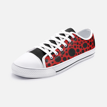 Load image into Gallery viewer, Red with Black dots - Low Top Canvas Shoes
