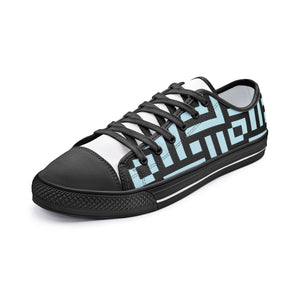 Square Chevron Blue - Low Top Canvas Shoes