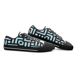 Square Chevron Blue - Low Top Canvas Shoes