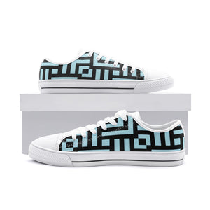 Square Chevron Blue - Low Top Canvas Shoes