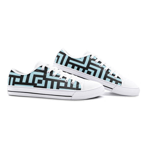 Square Chevron Blue - Low Top Canvas Shoes