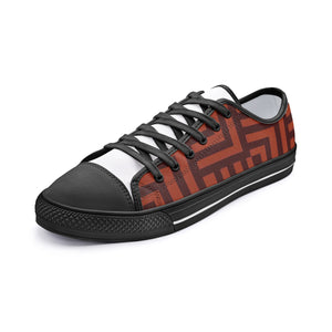 Square Chevron Orange -Low Top Canvas Shoes