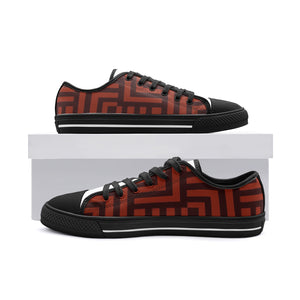 Square Chevron Orange -Low Top Canvas Shoes