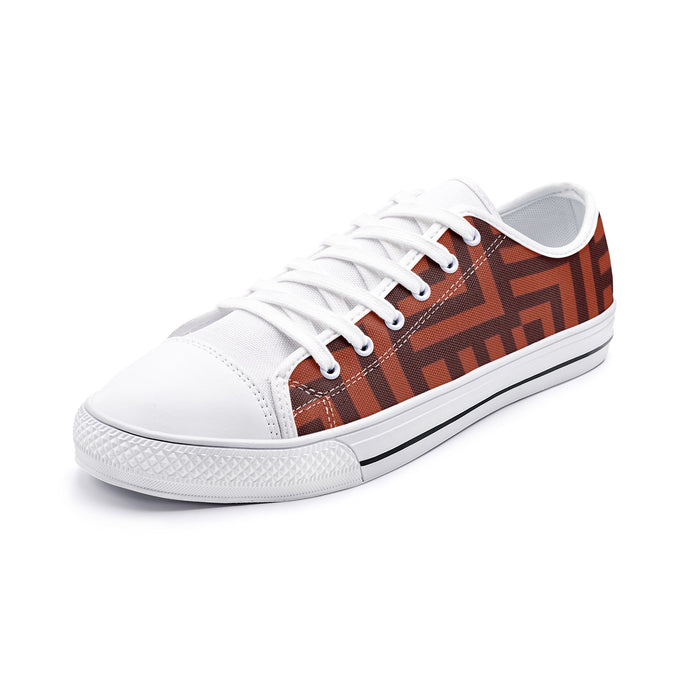 Square Chevron Orange -Low Top Canvas Shoes