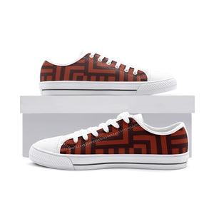 Square Chevron Orange -Low Top Canvas Shoes