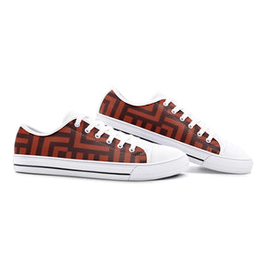 Square Chevron Orange -Low Top Canvas Shoes