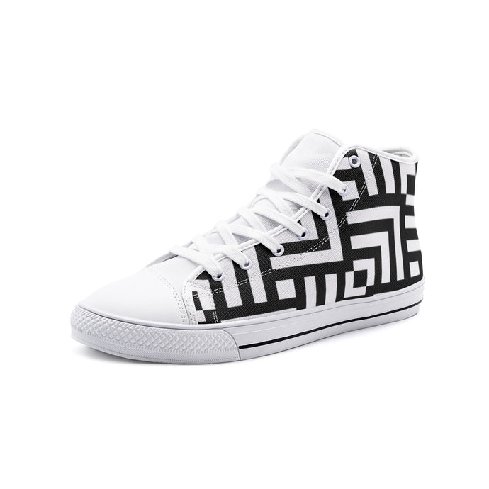 Square Chevron Mono -High Top Canvas Shoes