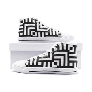 Square Chevron Mono -High Top Canvas Shoes