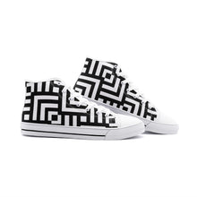 Load image into Gallery viewer, Square Chevron Mono -High Top Canvas Shoes
