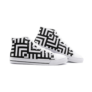 Square Chevron Mono -High Top Canvas Shoes