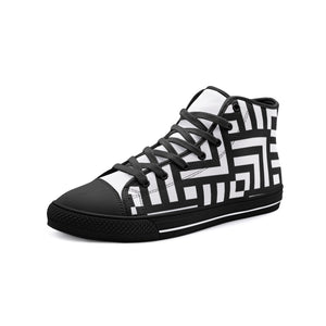 Square Chevron Mono -High Top Canvas Shoes