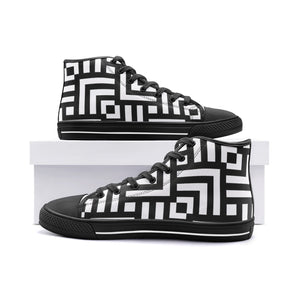 Square Chevron Mono -High Top Canvas Shoes