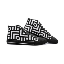 Load image into Gallery viewer, Square Chevron Mono -High Top Canvas Shoes
