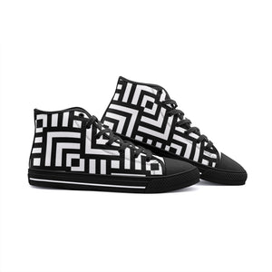 Square Chevron Mono -High Top Canvas Shoes