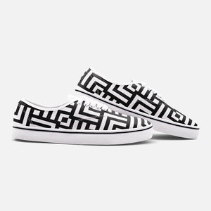 Square Chevron white -Low Cut Loafer Shoes