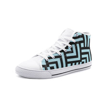 Load image into Gallery viewer, Square Chevron Blue -High Top Canvas Shoes
