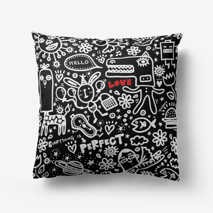 Everything is Perfect black-Throw Pillow