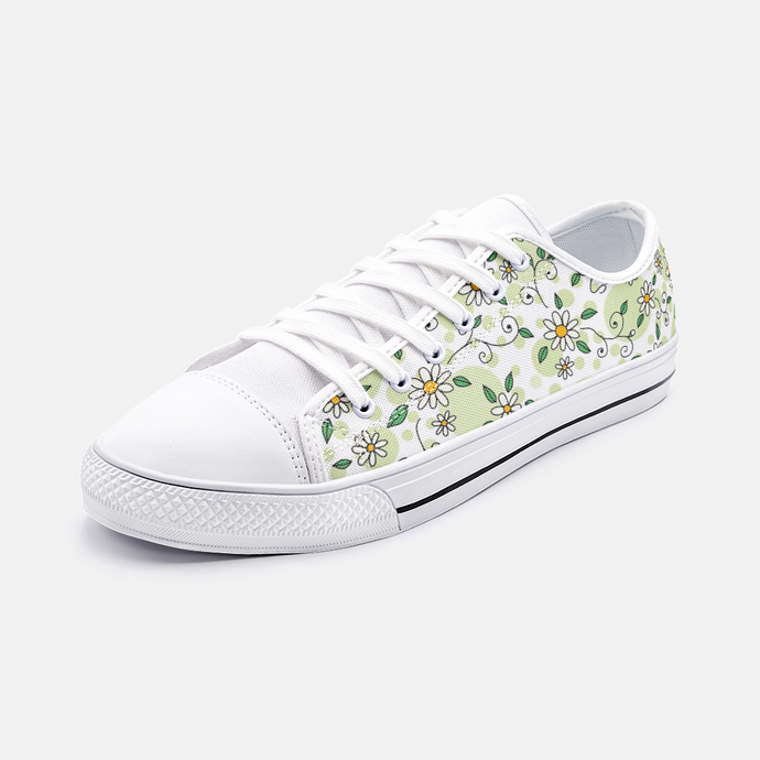 Spring Daisy in Green -Low Top Canvas Shoes