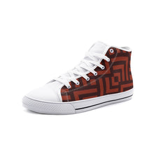 Load image into Gallery viewer, Square Chevron Orange -High Top Canvas Shoes
