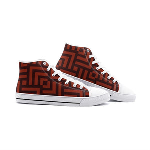 Square Chevron Orange -High Top Canvas Shoes