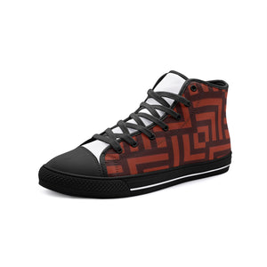 Square Chevron Orange -High Top Canvas Shoes