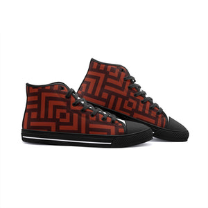 Square Chevron Orange -High Top Canvas Shoes