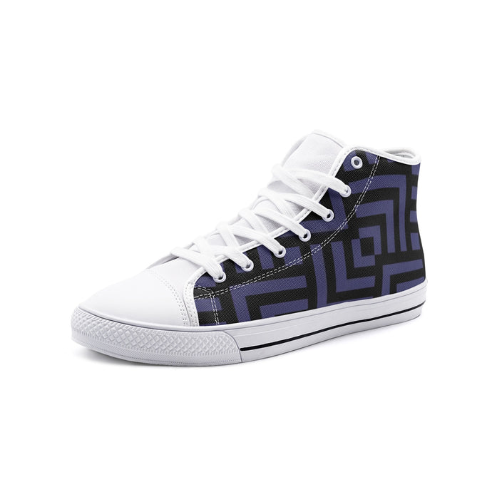 Square Chevron Shark Skin -High Top Canvas Shoes