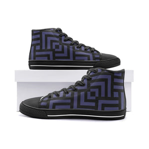 Square Chevron Shark Skin -High Top Canvas Shoes